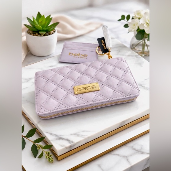 bebe Handbags - Bebe Quilted Lavender Wallet & Cardholder Set – Light Purple 2-Pieces -NWT